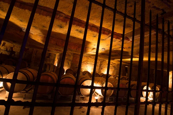 Wine barrels in cellar. — Stock Photo, Image