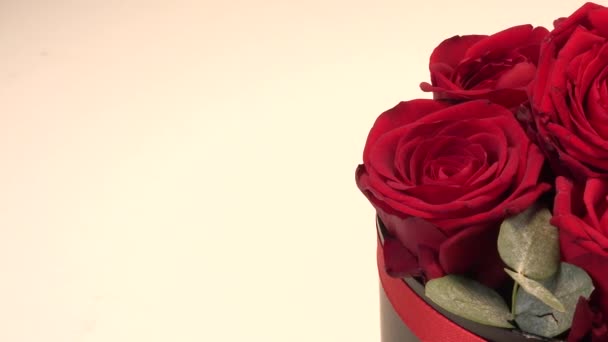 Нежный красочный букет красных роз, крупным планом — стоковое видео