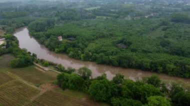 Bahar ve nehir Garonne, Bordeaux Vineyard, Gironde, Fransa 'daki Fronsac üzüm bağının hava manzarası