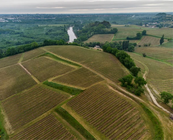 Aerial wiev Fronsac Vineyard landscape, Vineyard south west of France, Europe