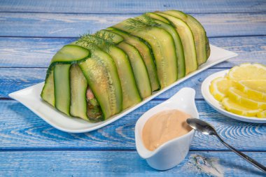 Mermer sebze, somon ve langoustine, terrine somon ve Langoustine tarifi.