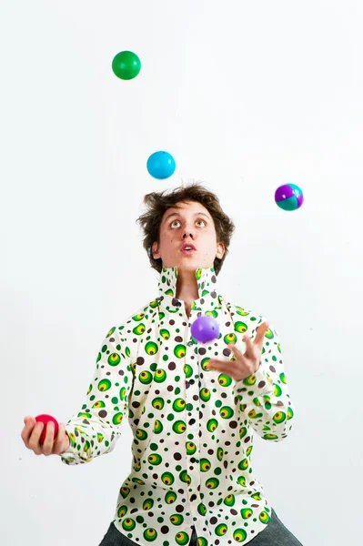 Juggler Juggling Multicolor Balls — Stock Photo, Image