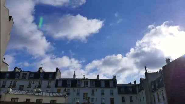 Time Lapse, Paris, Roof building, Clouds — Stock Video