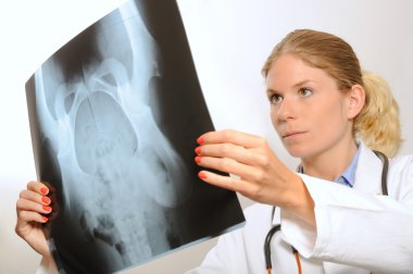 Kadın Doktor Röntgen resim incelenmesi