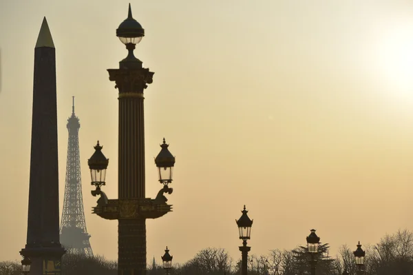Torre Eiffel e Place de la Concorde — Foto Stock