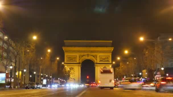 Triumfbågen i Paris-tid förfaller — Stockvideo