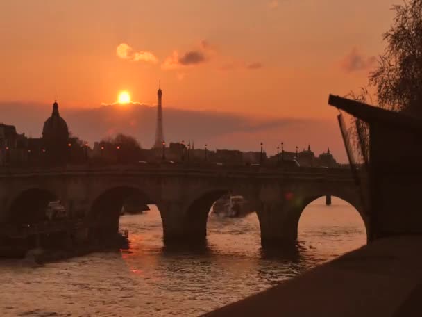 Tour del tramonto di Parigi Eiffel-Time Lapse — Video Stock