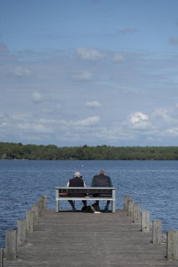 Yaşlı bir çift, Lac de Leon 'da bir bankta yan yana oturur. Açık bir günde Landes bölgesinin sakin sularının ve manzaralı güzelliğinin tadını çıkarırlar..