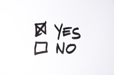 Evet-Hayır onay çizim insan eli ile siyah mürekkep / kağıt g kasa