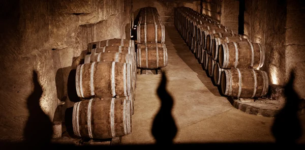 Barrels in Wine Cellar — Stock Photo, Image