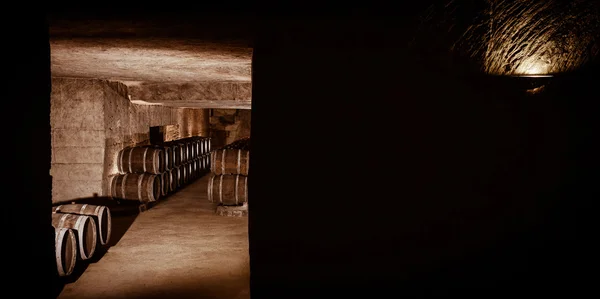 Barrels in Wine Cellar — Stock Photo, Image