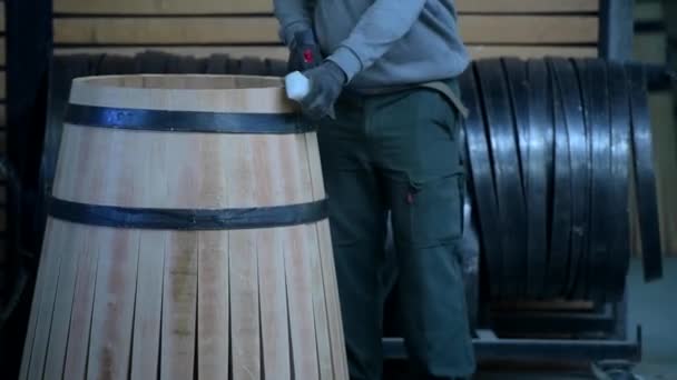 Manufacturing wine barrels-Bordeaux Vineyard — Stock Video