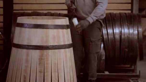 Fabricación de barricas de vino-Viña de Burdeos — Vídeo de stock