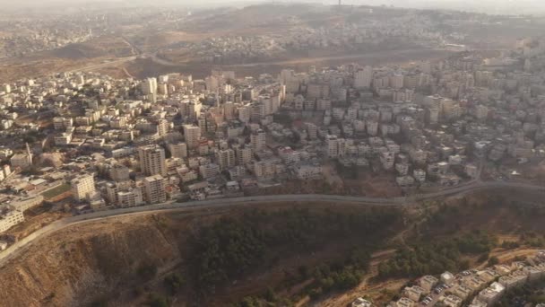 Palestinian Refugees Camp Anata Security Wall Aerial Viewclose Pisgat Zeev — Stock Video