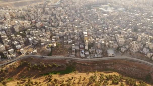 Refugiados Palestinos Campamento Anata Detrás Del Muro Seguridad Vista Aérea — Vídeo de stock