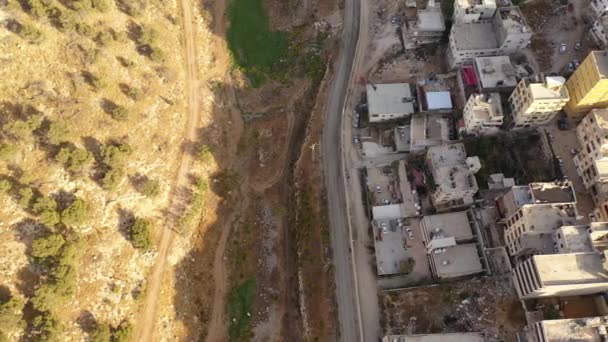 Israel Palestina Seguridad Muro Concreto Vuelo Aéreo Por Tarde Cerca — Vídeos de Stock