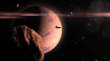 3D görüntüleme, Uzay Gemisi Mars Yörüngesinden Asteroidlerle Ayrılıyor 