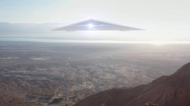 3D görüntüleme, Büyük Üçgen UFO 'su deniz ve çöl dağları üzerinde