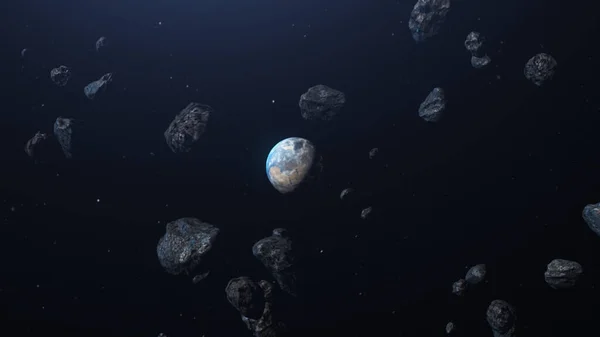 Απόδοση Αστεροειδείς Μετεωρίτες Βράχοι Που Φέρουν Προς Τον Πλανήτη — Φωτογραφία Αρχείου