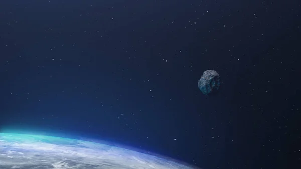 Rendering Asteroide Meteoro Roca Volando Cerca Tierra Atmósfera —  Fotos de Stock