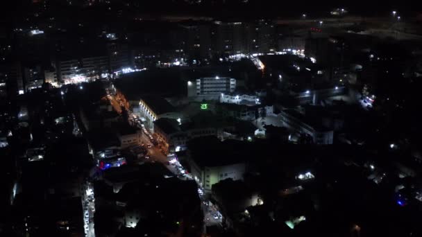 パレスチナ難民キャンプ夜のモスク 空中からの眺めAnataセンターキャンプ エルサレム イスラエル パレスチナを見下ろすドローンビュー — ストック動画