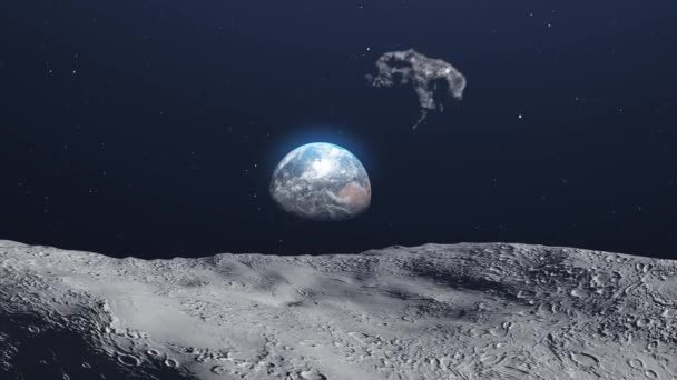 Pedra Meteoro Dos Asteróides Voando Perto Lua Direção Terra Renderização — Vídeo de Stock
