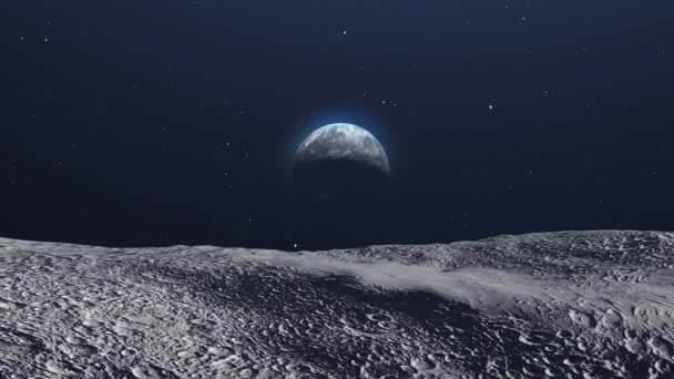 Planet Earth View Moon Surface Spacerealistic Outer Space View Rendering — Stock video
