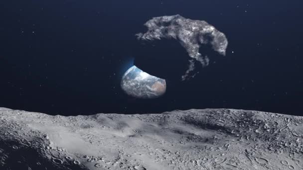 Roccia Meteorica Asteroidi Volare Vicino Alla Luna Verso Terra Visione — Video Stock