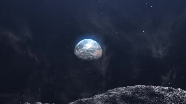 Dev Göktaşı Kayası Dünya Gezegeni Doğru Gidiyor Sinema Görüntüsü Dış — Stok video