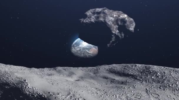 Рендеринг Кінематографічного Бачення Вигляд Космосу Астероїди Метеорів Прямують Землю — стокове відео