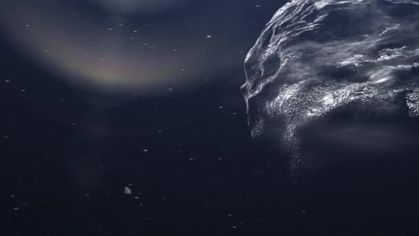 巨大的小行星和流星飞往行星地球3D 呈现电影视觉 太空观景 — 图库视频影像