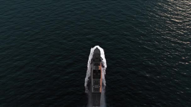 Navire Marine Vue Aérienne Navire Guerre Dans Océan — Video