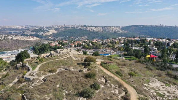 Parque Nacional Castel Jerusalén Vista Aérea Drone Vista Arriba Hacia — Foto de Stock