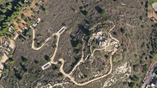 Parque Nacional Castel Jerusalén Vista Aérea Drone Vista Arriba Hacia —  Fotos de Stock