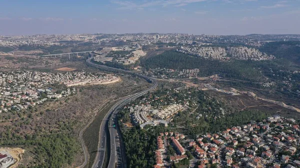Kudüs arazisi ve Ana Yol, Birinci Otoyol, Hava Görüntüsü. İHA görüntüsü Kasım 2020