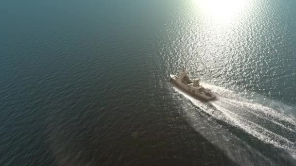 Navire Marine Vue Aérienne Navire Guerre Dans Océan — Video