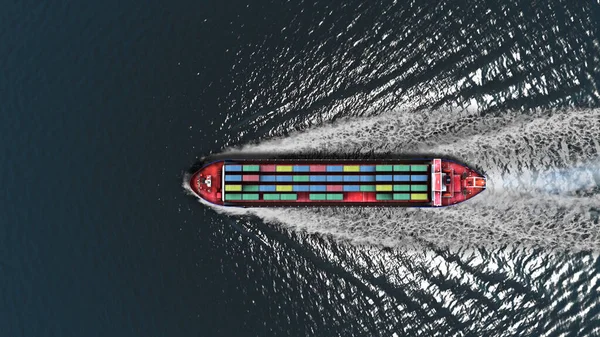 Container Cargo Ship Sea Aerialtop View Freight Transportation Shipping Trade — Stock Photo, Image