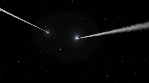 렌더링 Asteroids Comets Deep Space Stars — 스톡 사진
