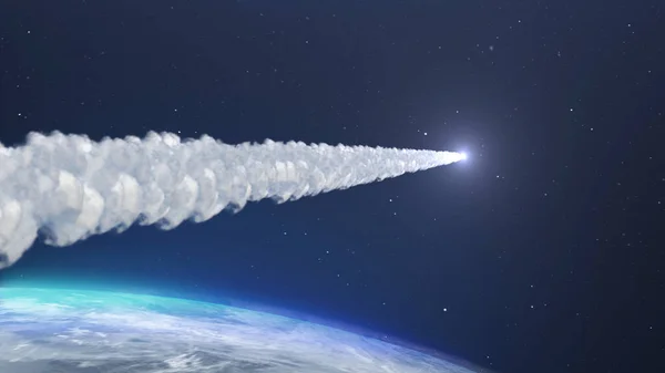 Renderowania Asteroid Lub Pocisk Pobliżu Ziemi — Zdjęcie stockowe