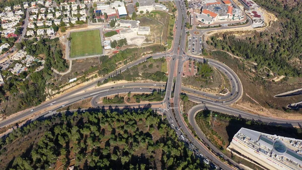 Highway Mountains Red Rooftops Aerial Viewjerusalem Tel Aviv Highway Road — Stock Photo, Image