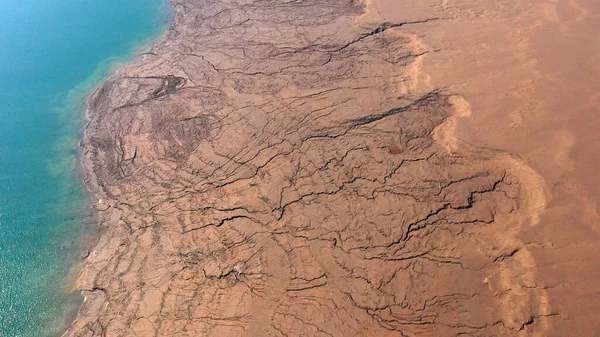 Pobřeží Mrtvého Moře Severní Část Letecký Pohleddrone Pohled Mrtvé Moře — Stock fotografie