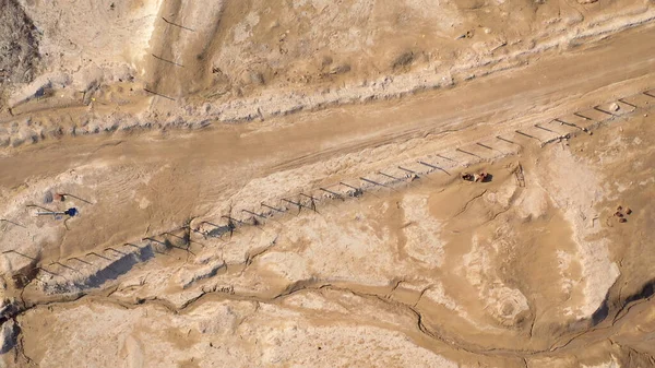 Vista Aérea Sobre Desierto Del Mar Muerto Jordania Israel Fencevista —  Fotos de Stock