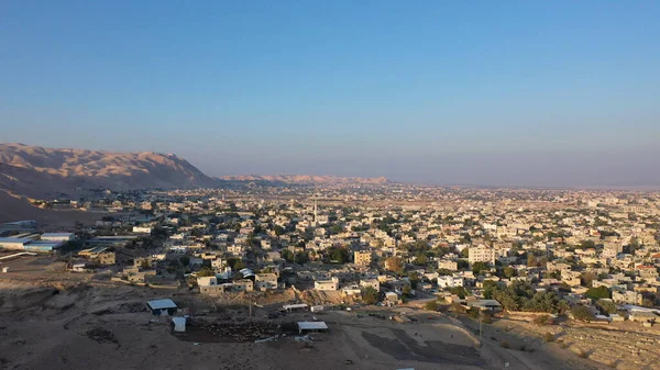 Вид Воздуха Город Иерихон Пустыне Sunsetdrone Города Иерихон Иорданская Долина — стоковое фото