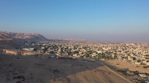 Flygfoto Över Jericho City Öknen Sunsetdrone Utsikt Över Jericho Stad — Stockvideo