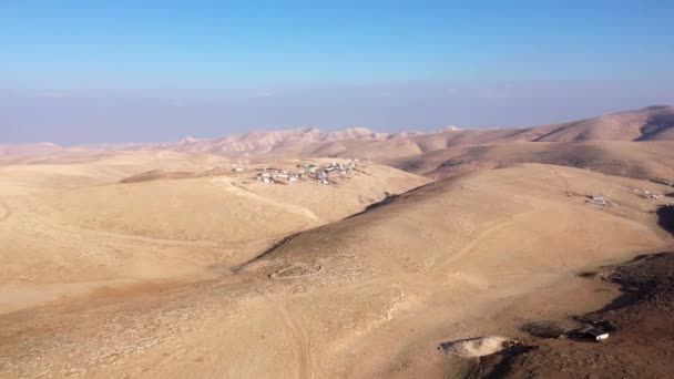 Campo Beduíno Isolado Deserto Judaico Vista Aérea Imagens Drones Sobre — Vídeo de Stock