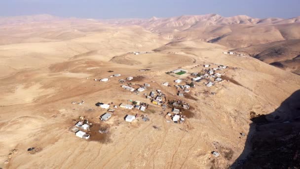 Bedouin Camp Isolated Judaean Desert Aerial Viewdrone Footage Bedouin Outpost — Stock Video