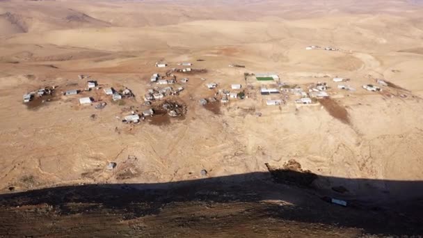 Bedouin Camp Isolated Judaean Desert Aerial Viewdrone Footage Bedouin Outpost — Stock Video