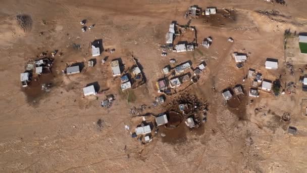 Bedouin Camp Isolated Judaean Desert Aerial Viewdrone Footage Bedouin Outpost — Stock Video