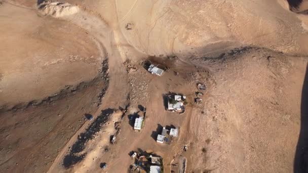 Beduínský Tábor Izolovaný Židovské Poušti Letecký Pohled Letecké Záběry Nad — Stock video