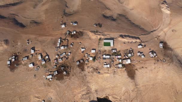 Bedouin Camp Isolated Judaean Desert Aerial Viewdrone Footage Bedouin Outpost — Stock Video